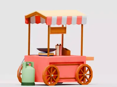 Amusement Park - Food Cart 2 Low-poly 3D model