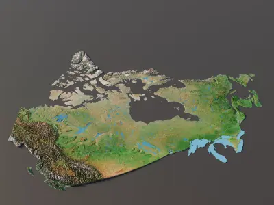Canada 3D Model with High Detail Obj File and Textures Low-poly 3D model