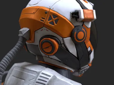 Female Space Suit Low-poly 3D model