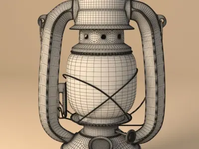 Old rusty kerosene lantern 3D model