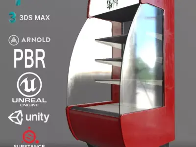 Supermarket Glass Display Refrigerator Free low-poly 3D model