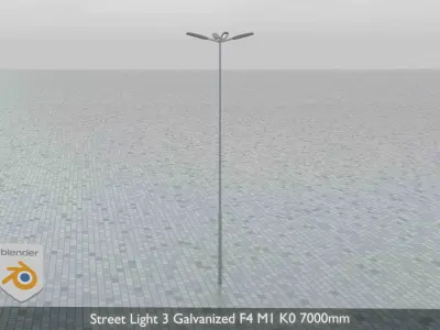 Street Light 3 Galvanized F4 M1 K0 7000mm Low-poly 3D model