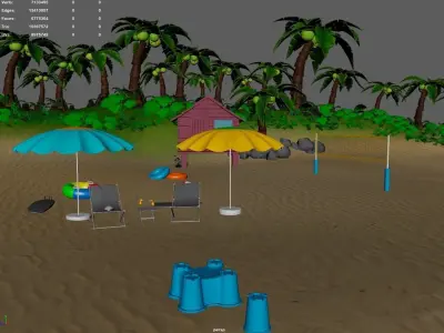 Beach cartoon 3D model