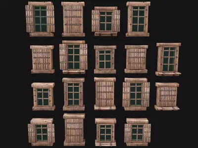 Medieval Windows Set Low-poly 3D model