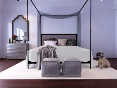 Bedroom Scene 01 Low-poly 3D model