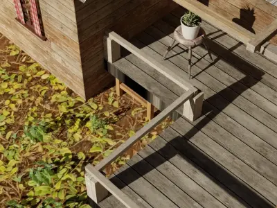 wooden house Low-poly 3D model