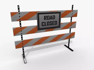 Road Safety Fence And Barrier Set Low-poly 3D model