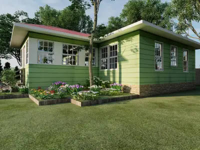 Modern house with planter box render in lumion 3D model