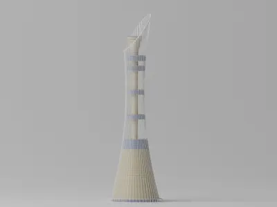 Aspire Tower Qatar Doha Landmark 2 Low-poly 3D model