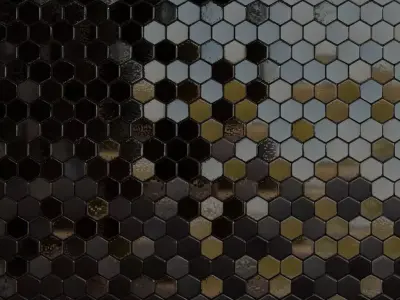 Luxury Glossy Black Obsidian Hexagon Tiles PBR Seamless Texture