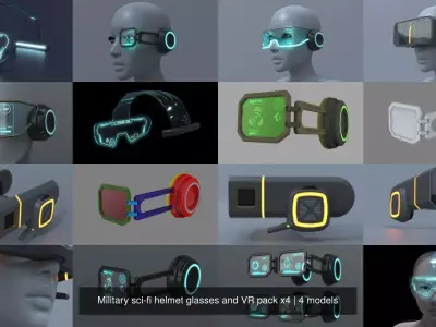 Military sci-fi helmet glasses and VR pack x4