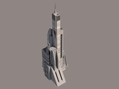 Brutalist Sci Fi Skyscrapers Kit 3D model