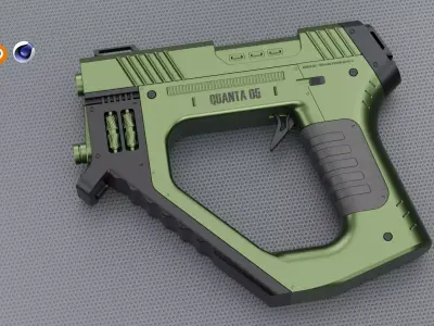 Quanta 05 SciFi Concept Futuristic Handgun Green Color 3D model