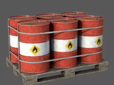 Barrels on a Pallet Low-poly 3D model
