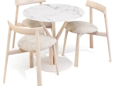 Dining Set Cizeta Gren Table and Remo Chairs Low-poly 3D model