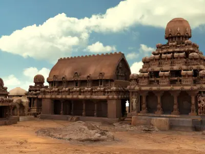Mamallapuram Pancharatha temple 3D model