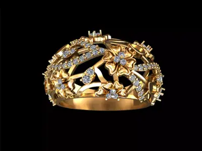Floral Diamond Ring 3D print model