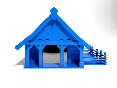 Medieval timber longhouse 3D print model