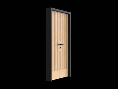 Sustainable Wood Grooved Panel Double Door 3D model