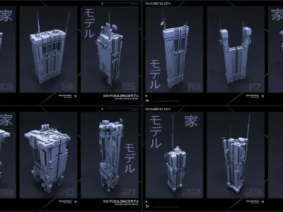 FUTURISTIC CITY Sci-Fi Buildings 3D V1 3D model