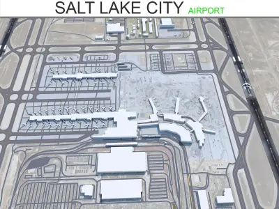 Salt Lake City Airport 10km Low-poly 3D model
