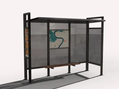 Bus Stop - Pack Low-poly 3D model