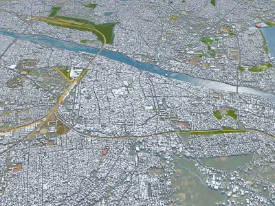 Madurai Tamil Nadu India 25km Low-poly 3D model