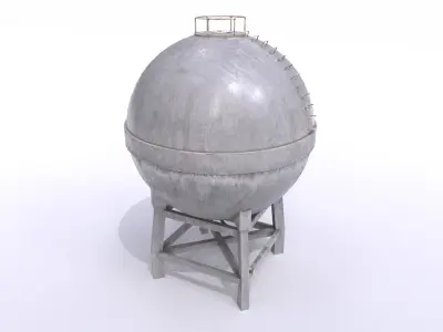 Concrete water tower 2 Low-poly 3D model