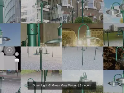 Street Light -7- Green Moss Version 3D Model Pack