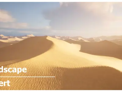 Desert sand landscape terrain Low-poly 3D model