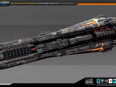 Federation Destroyer B5 Low-poly 3D model