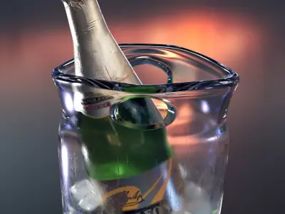 Jacuzzi bottle of champagne in ice bucket 3D model