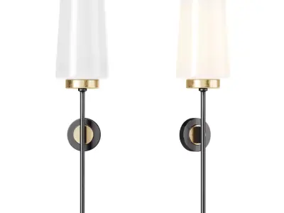 Pair French Glass and Brass Sconces by Stilnovo 3D model
