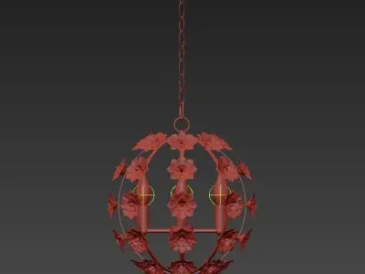 Ceramic Flower Pendant Light 3D model