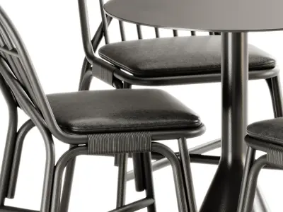 Chair Rotin by Guillaume and Palissade Cone Table by Hay 3D model