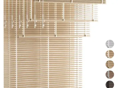 Wooden Venetian Blinds with Tape Bandalux set 01 3D model