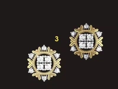 Earring pair of earrings with diamonds in center Free 3D print model