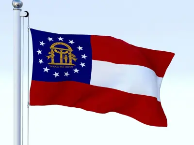 Animated Georgia Flag US Low-poly 3D model