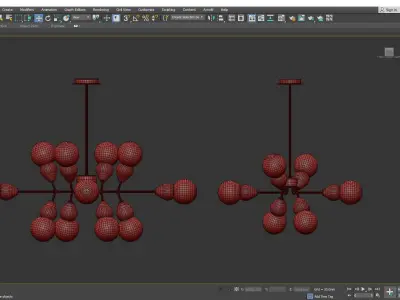FABRON modern chandelier - gold and glass balls Low-poly 3D model