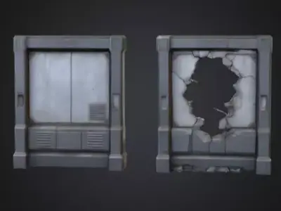 Cyberpunk Interior Wall Low-poly 3D model