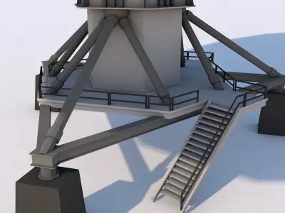 Poly Satellite Dish Telescope Low-poly 3D model