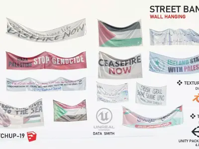 Wall Hanging 3D Banner Low-poly 3D model