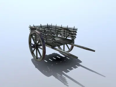 Medieval Wattle Cart Low-poly 3D model