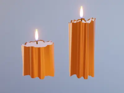 Candle two orange candles 3D model