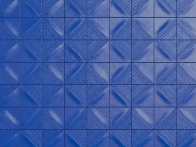 Modern Glossy Cobalt Blue Linear Textured Tiles PBR Seamless Texture