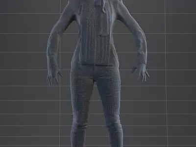 Rigged red haired lady in casual attire Low-poly 3D model