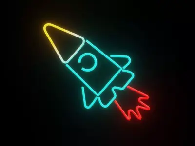 Neon Rocket p3 decoration  Low-poly 3D model