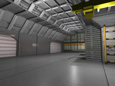 Shuttle Bay Low-poly 3D model