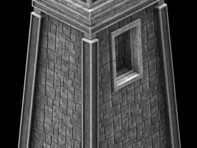 Game Dungeon - square stone pillar 01 3D model