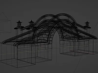 Chinese Stone Arch Bridge for Gardens 3D model